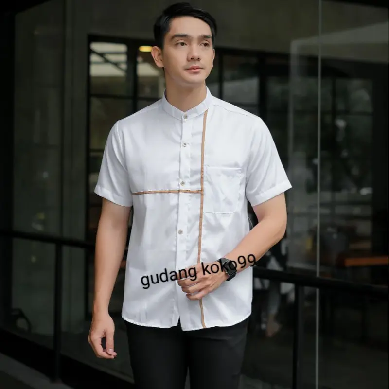 baju koko pria dewasa terbaru lengan pendek MOTIF QATAR katun muslim kurta 5