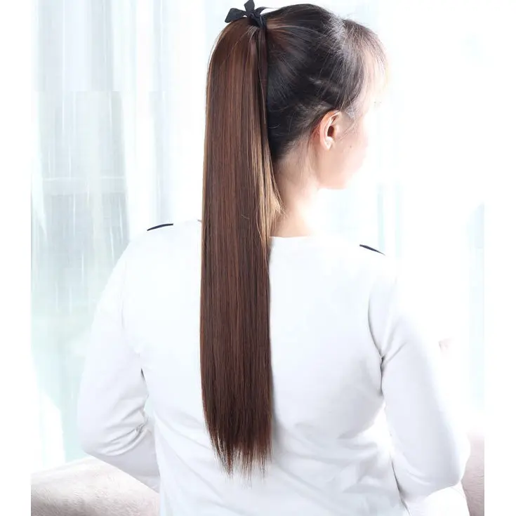 RSW HAIR CLIP RAMBUT PALSU WANITA PONI PONY TAIL PONITAIL KOREA LURUS 07 MODEL TALI 40 50 55 60 65 CM Coklat Hitam 4