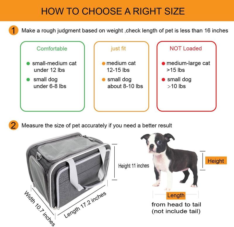 TikTok Shop TSA Approved pet Carrier with 3 Sides Expandable 17L 11W 11H for 1 Medium cat Under 12 lbs 1 Small Dog Under 8 10 lbs.for Delta United Airlines and Travel