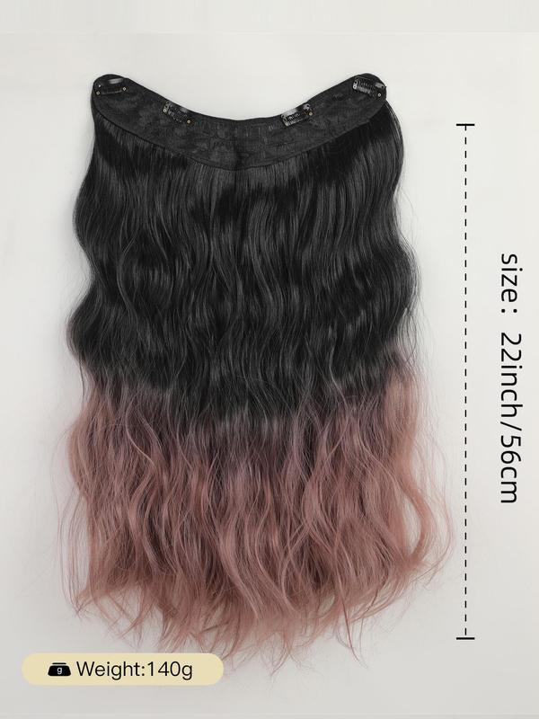 22 Inch Ombre Long Wavy Clip-in Hair Extensions for Daily, Cosplay, Anime or Costume Party, Striking Natural Fluffy Hair Wigs Without Bangs for Daily & Party Hairstyle Decoration 5