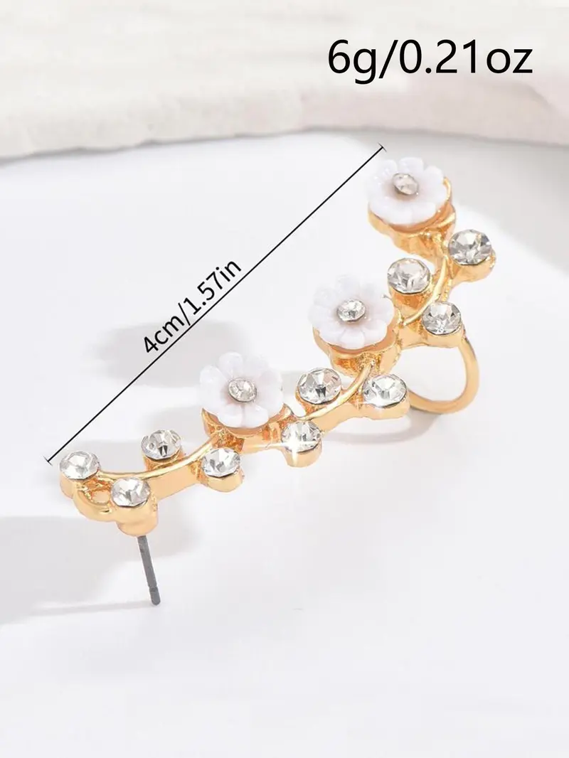 Product Introduction of Jasmine Flower Design Ear Cuff, Fashionable Earrings for Women & Girls, Trendy All-match & Exquisite Jewelry for Birthday Gift 1