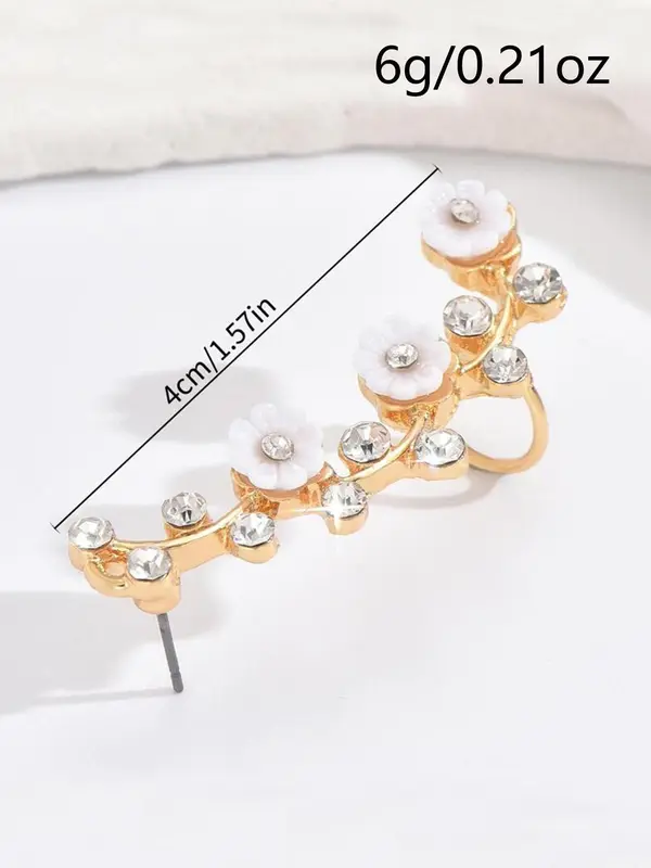 Jasmine Flower Design Ear Cuff, Fashionable Earrings for Women & Girls, Trendy All-match & Exquisite Jewelry for Birthday Gift 1