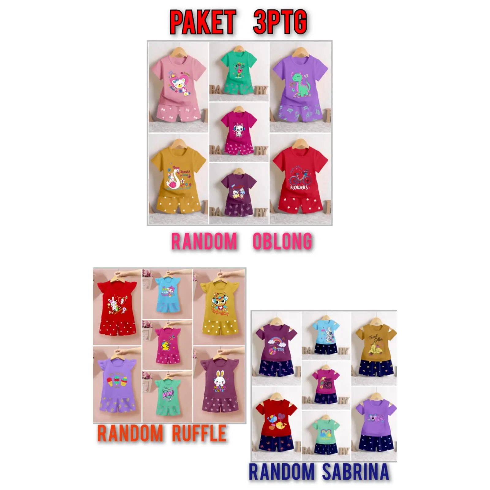 PAKET 3PCS PAKAIAN ANAK PEREMPUAN