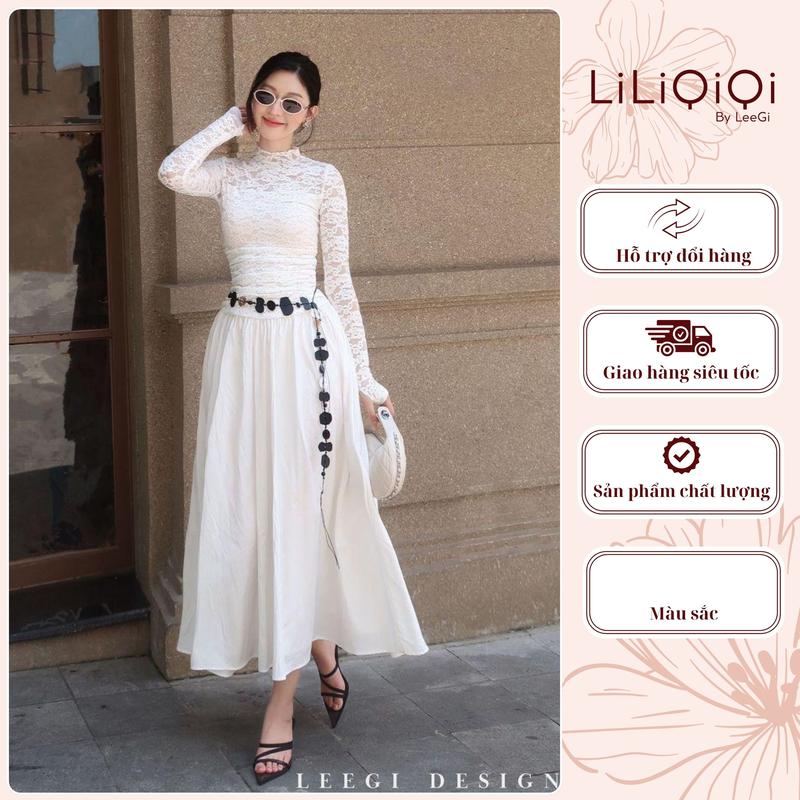 Deal Mở Bán Đầm Ren Cổ Cao Dáng Dài Amoura Dress Thiết Kế LiLiQiQi By Leegi Dài Tay 2 Màu Đen Trắng Sang Chảnh Không kèm đai Dành Cho Nữ Women Dress - DD819 vaytet