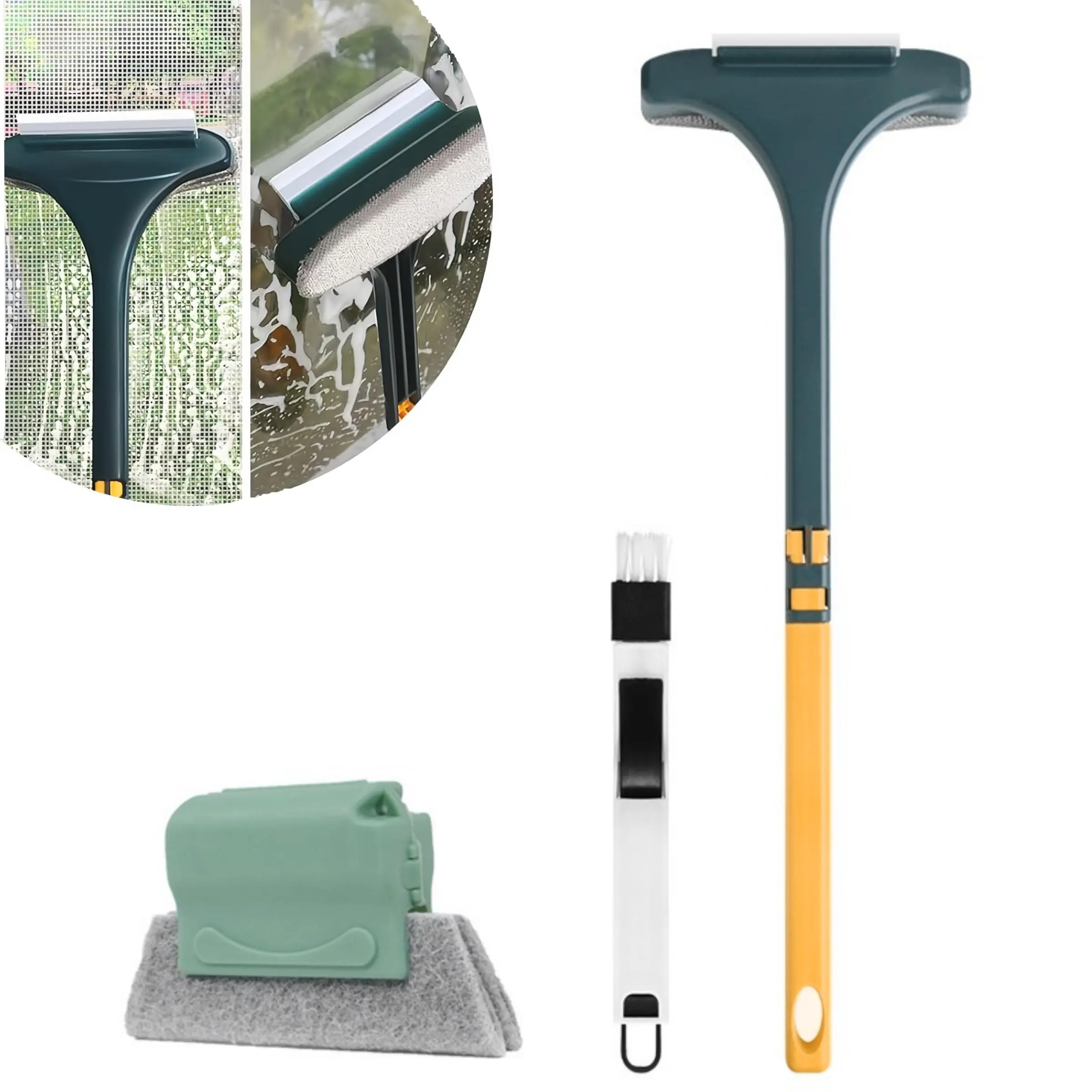 Window Screen Cleaning Brush Set, 3 Counts/set Double-sided Retractable Window Screen Cleaning Brush, Household Cleaning Tool for Window & Screen, Scrubbing Stick