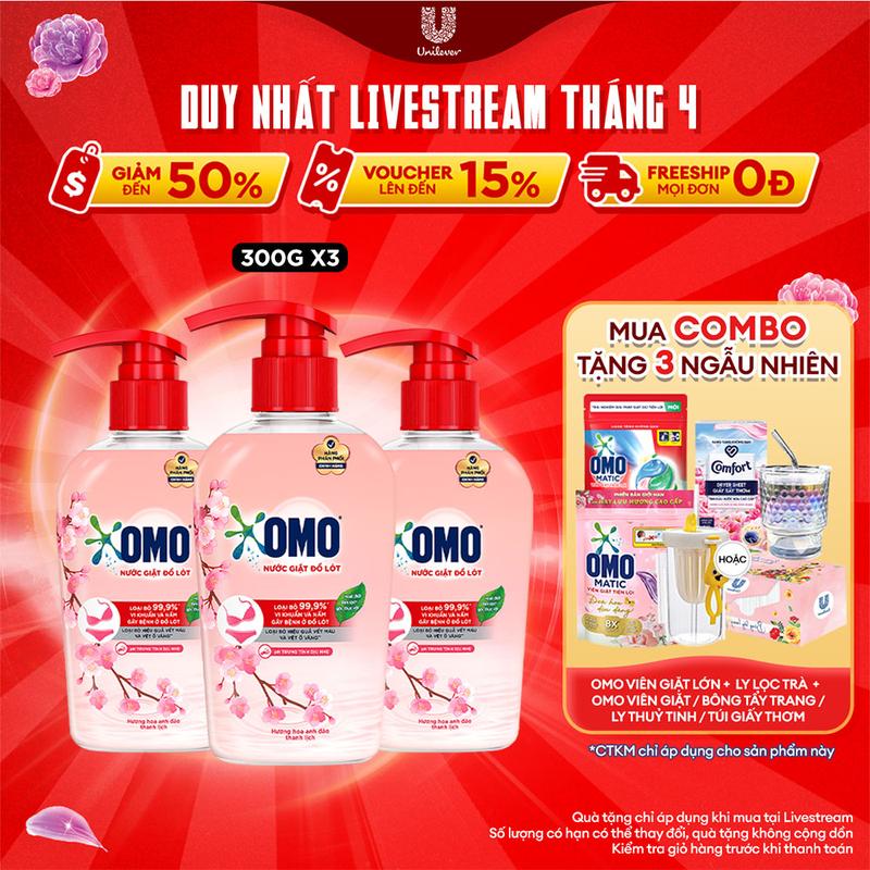 Combo 3 Nước Giặt Đồ Lót OMO Hương Hoa Anh Đào Thanh Lịch 300G [1]
