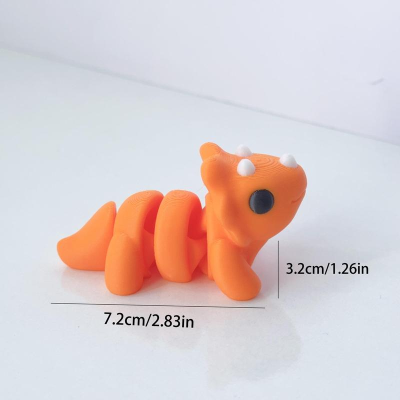Product Introduction of 3D Printed Cute Cartoon Triceratops Figurine, 1 Count Creative Desktop Decoration Statue, Movable Joints Animal Ornament for Home Office 1