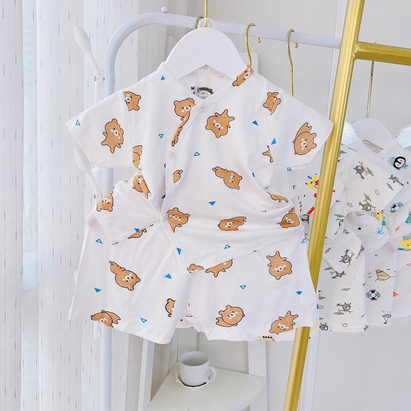 Combo 4 Bộ cộc tay cho bé Đồ sơ sinh bé gái Đồ sơ sinh bé trai Bộ minky mom cho bé