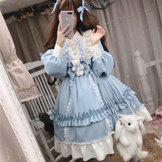 [HÀNG LOẠI 1 CÓ SẴN] Váy / Đầm Lolita Casual OP Nhật Bản - Tặng Cài Nơ Gấu, váy đầm công chúa,dự tiệc, tiểu thư, nàng thơ, sang chảnh 6