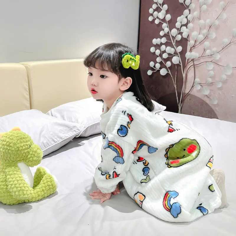 Túi Ngủ Trẻ Em Bé Chất Liệu Lông Cừu San Hô, Thích Hợp Cho Mùa Thu Và Mùa Đông, Chăn Chống Đá Cho Trẻ Em, Lót Lông Cừu vải nỉ, Ấm Áp, Thích Hợp Cho Bé Mặc Nhà, Váy Ngủ, Mùa Đông Nhộng Chũn 6