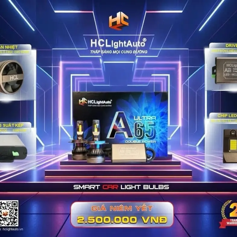 Bóng Led A65 ULTRA Siêu Pha Tương thích rộng rãi: Hoạt động hiệu quả với cả điện áp 12V và 24V, dễ dàng điều chỉnh công suất phù hợp với từng loại xe