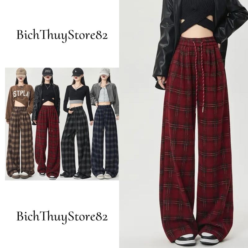 [HÀNG CAO CẤP] Quần Suông Nữ Chất Dạ Umi Co Dãn Kẻ Caro