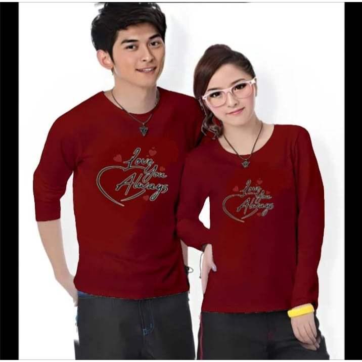 (HARGA SUDAH DAPAT 2 BAJU) Kaos Couple LOVE YOU ALWAYS Lengan Panjang Bahan Katun Soft Sablon Printing Digital DTF Distro Cewek cowok Pasangan Oblong Dewasa Lembut Wanita 6