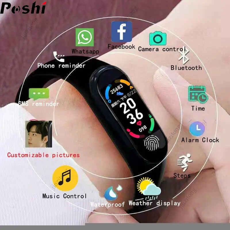 Jam Tangan Pintar Skrin Sentuh, Poshi, 2022 Ketibaan Baru, Jam Tangan Digital, Untuk Wanita dan Lelaki, Jenama Asli, Tali Silikon, Kalis Air, Jam Tangan Pintar Sukan, Serasi dengan Xiaomi, iPhone dan Android