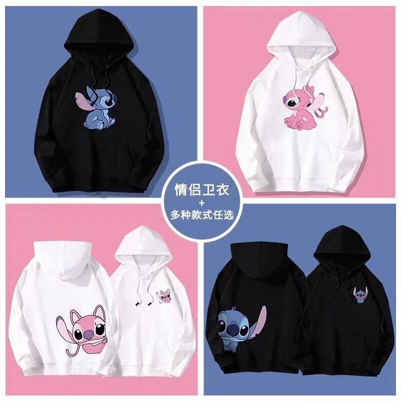 [Ready stock] men's casual hoodie cartoon Stitch Pattern Coat Women & Men thicken loose cotton couple wear tops sportswear Clothing Fashion 5