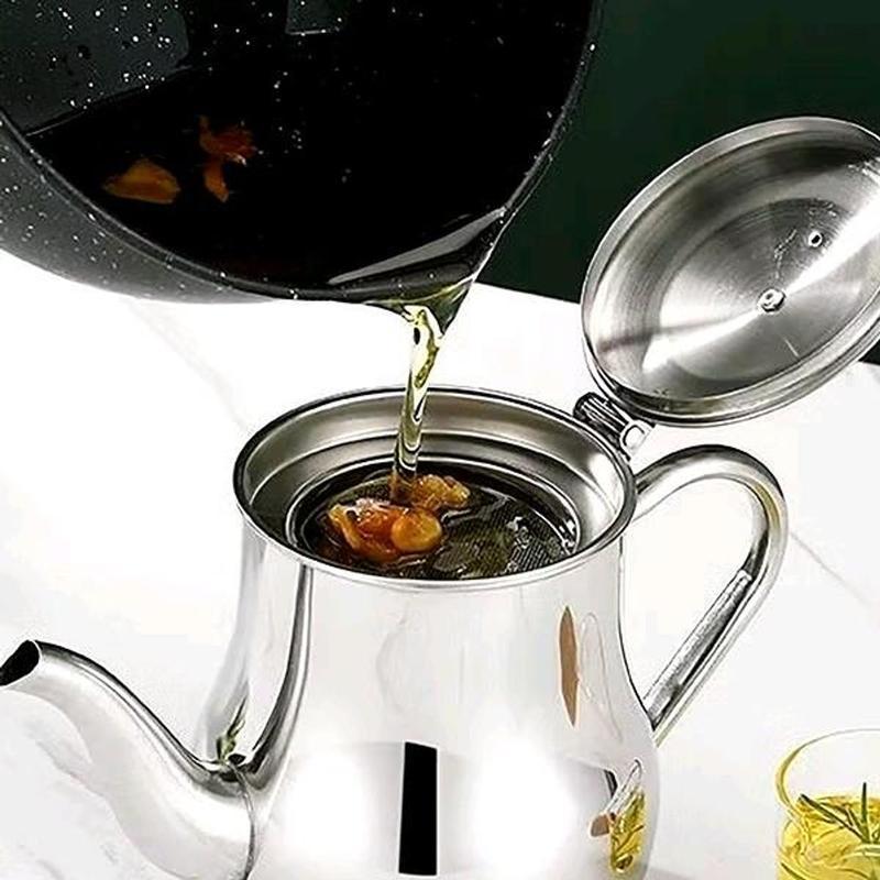 Bình lọc dầu Inox 800ml lọc dầu thừa sau chế biến, Ấm lọc dầu ,chiết dầu mỡ kèm khay lọc tiện lợi 3