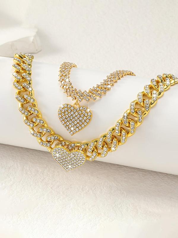 Fashionable Rhinestone Decorated Heart Design Anklets, Fashion Jewelry for Party, Daily Clothing Decor, Trendy All-match & Exquisite Jewelry for Birthday Gift, Valentine's Day, Gift 5