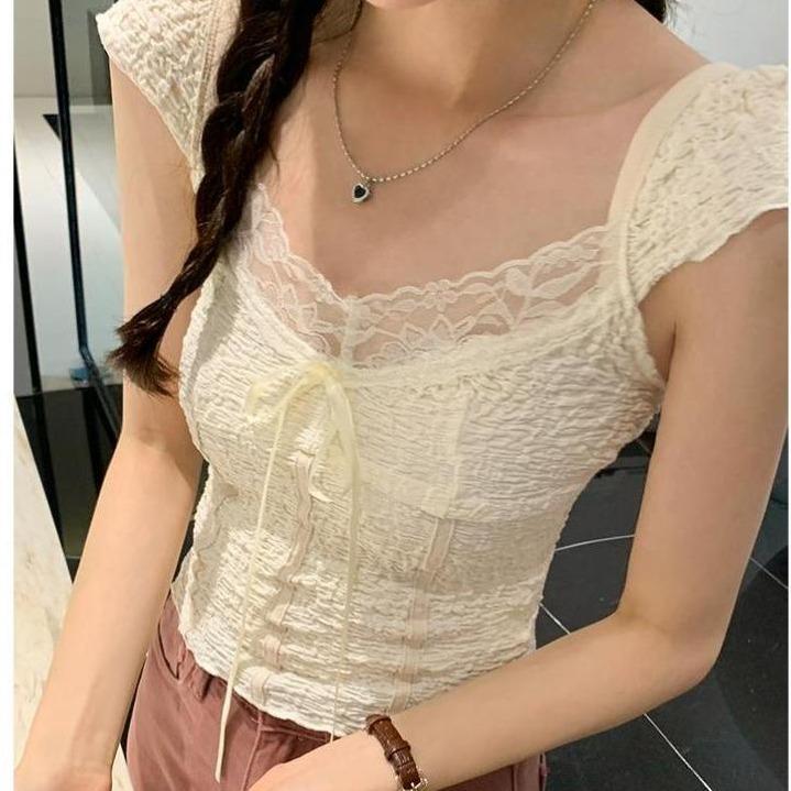  Áo Thun Baby Tee Nữ Dáng Croptop Phối Ren Phong Cách Pháp Thời Trang Mùa Hè Kiểu Mới MA108 