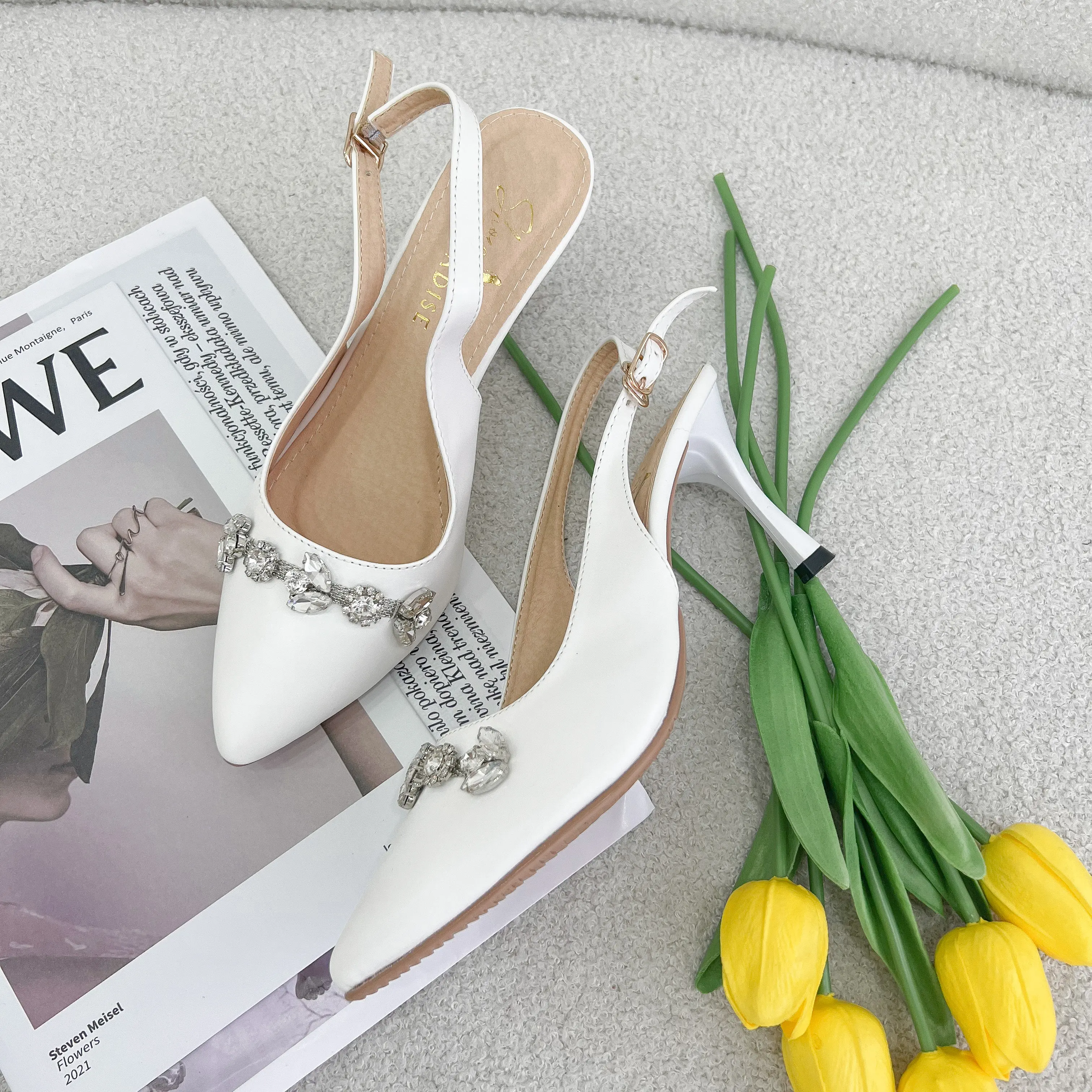 Giày cao gót nhọn mũi nhọn nữ 7p viền đá thời trang ( FORM NHỎ NHÍCH LÊN 1 SIZE ) Shoes Paradise L066