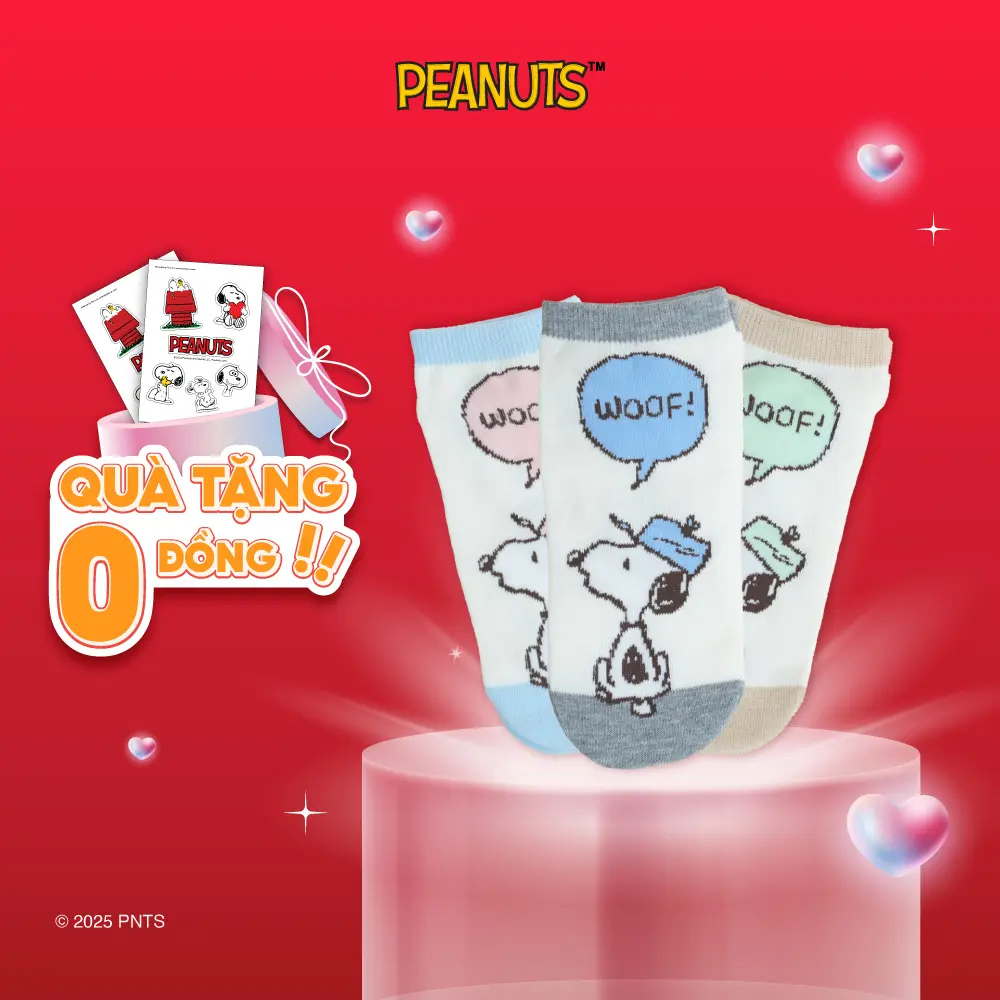 Vớ ngắn hình Snoopy Woof đáng yêu size 23-25