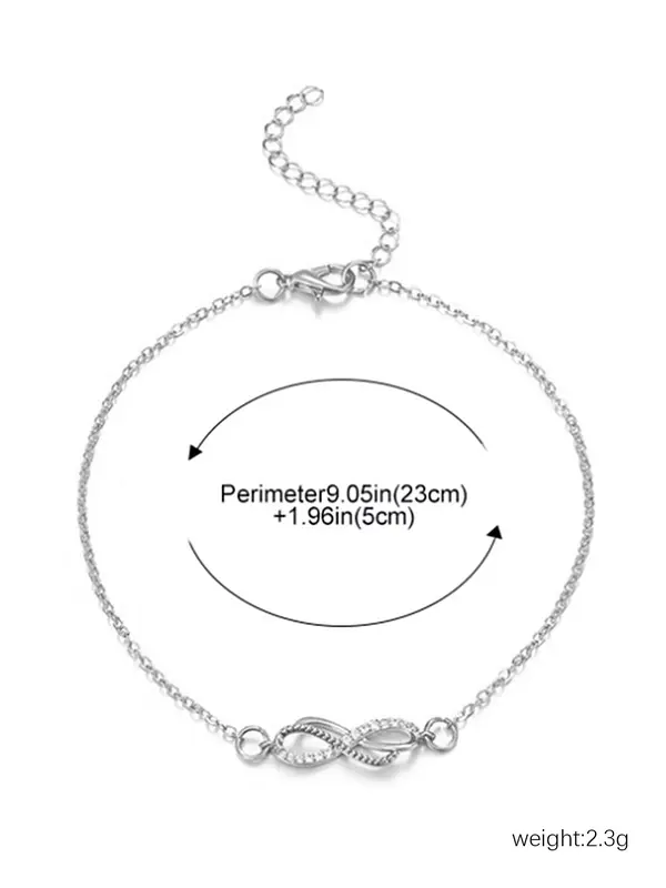 Women  Rhinestone Decor Infinity Charm Anklet for Women, Beach Vacation Matching Jewelry, Fashion Accessory for Party & Daily Wear 5