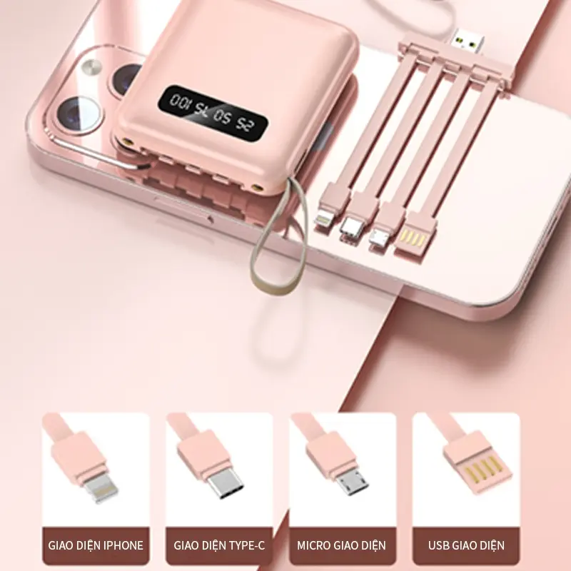 Pin dự phòng, Dung lượng 20000mAh, Hỗ trợ sạc nhanh 2.1a, Bộ sạc di động tích hợp 4 chiếc, Bảo hành 12 tháng 5