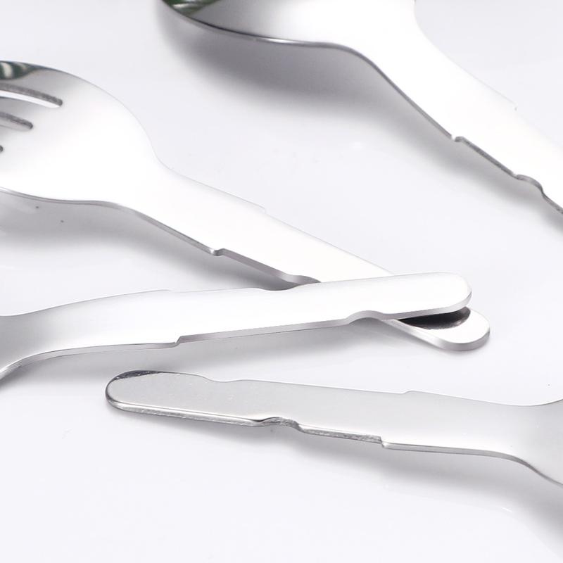 Factory Customized Child's Spoon and Fork Stainless Steel Hardware Insert Plastic Handle Semi-Finished Bright Tableware Accessories Customized 3