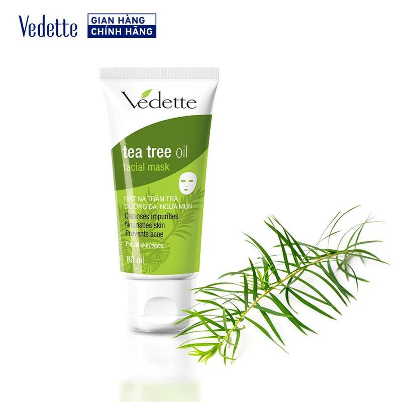 Mặt nạ đất sét Vedette tinh dầu tràm trà (Tea Tree Oil) 80ml giúp lấy đi dầu nhờ, bụi bẩn và làm dịu làn da