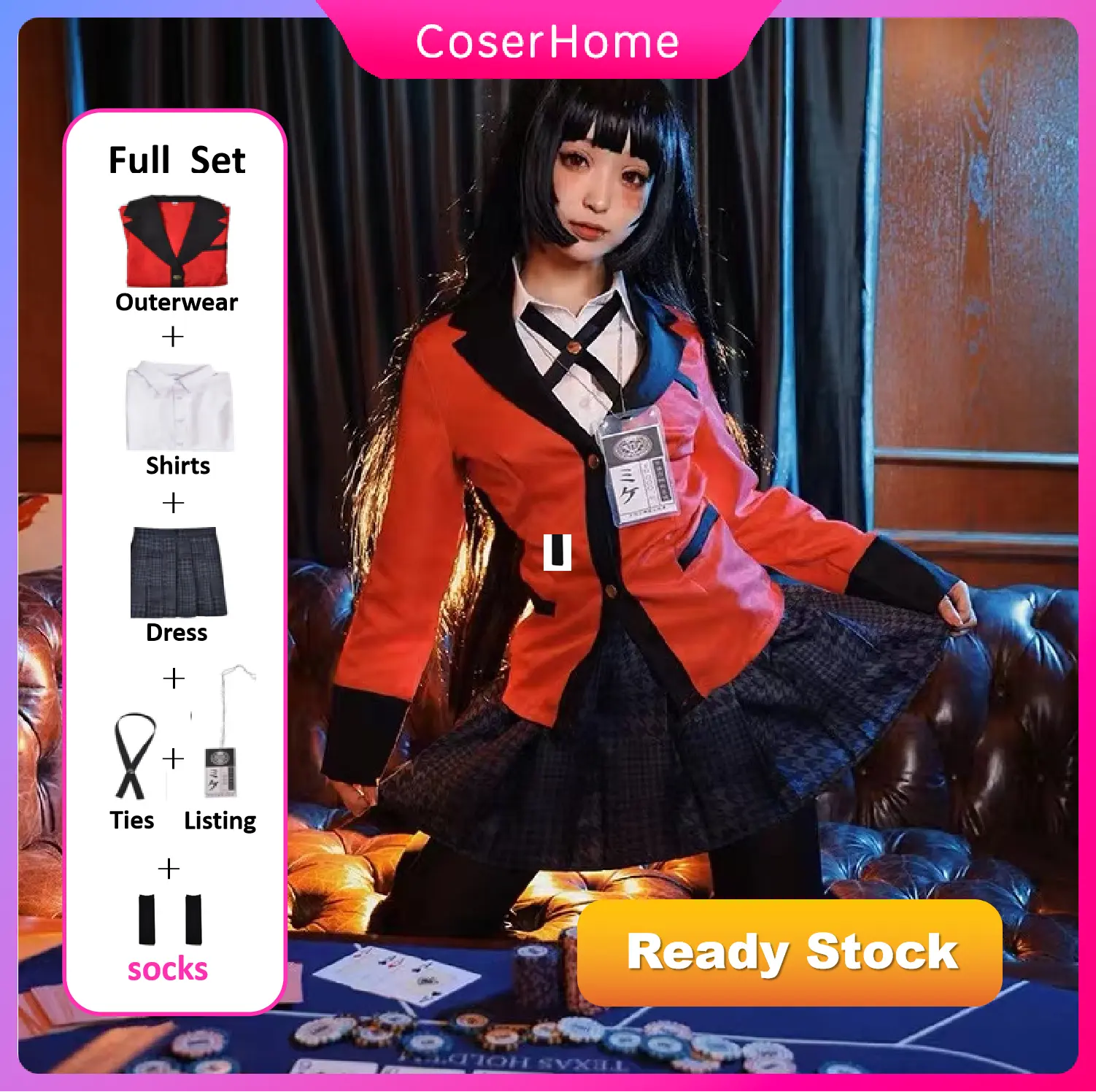 Kakegurui cosplay yumeko jabami costume for women girl adult Jabami yumeko cosplay Uniform Anime Full Set Womenswear Christmas  Clothing Suits Lady