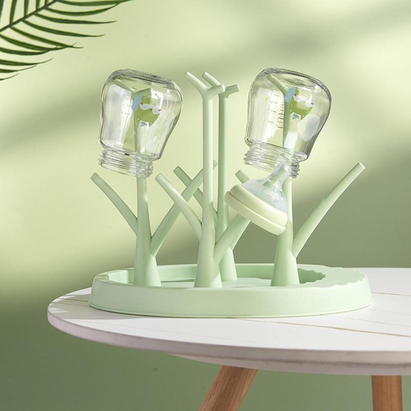 Baby Bottle Dryer Tree Bottle Dryer Rack with Tree Shape Design Stable Baby Bottle Holder with Non-Slip Base and Storage for Travel 2