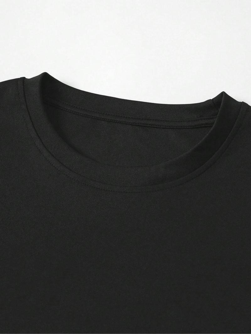 Product Introduction of Men's Letter Print Round Neck Tee, Regular Fit Street Fashion Casual Short Sleeve T-shirt for Daily Wear, Menswear for Summer 3
