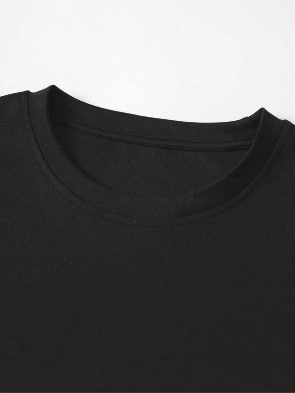 Men's Letter Print Round Neck Tee, Regular Fit Street Fashion Casual Short Sleeve T-shirt for Daily Wear, Menswear for Summer 2