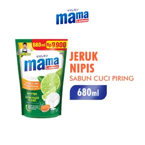 Mama Lemon Sabun Cuci Piring Jeruk Nipis & Lemon Pouch 680ml