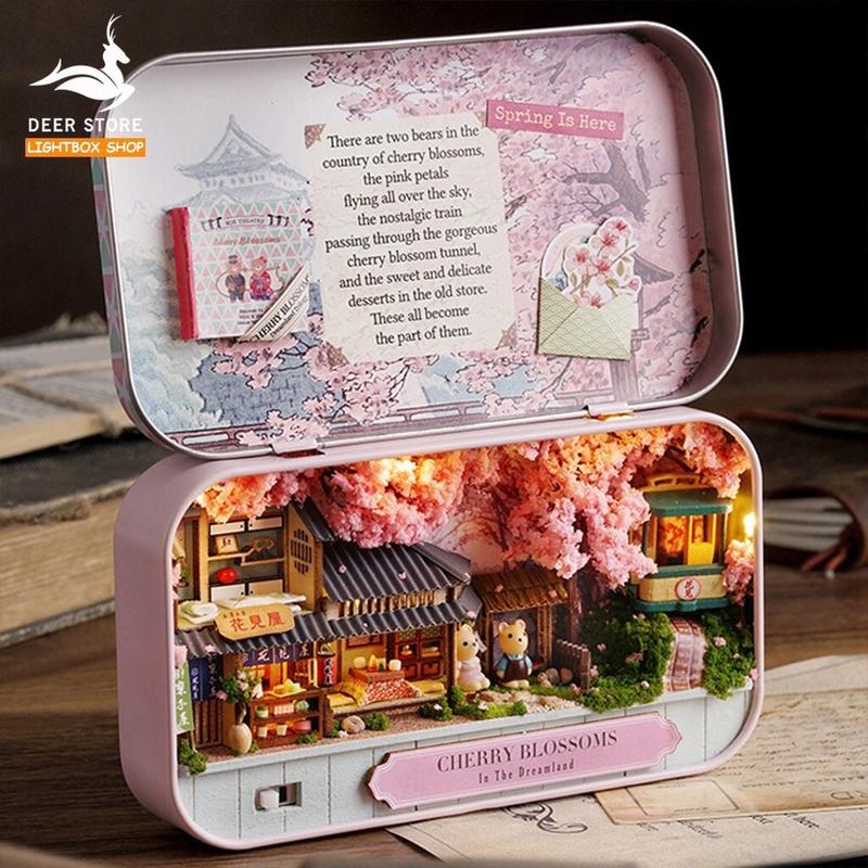  Hộp nhà búp bê BOX THEATRE. Tặng Kéo Nhíp và Keo Dán. Mô hình có Đèn Búp bê thỏ và Giá đỡ. Q007 Toy Đồ Chơi 