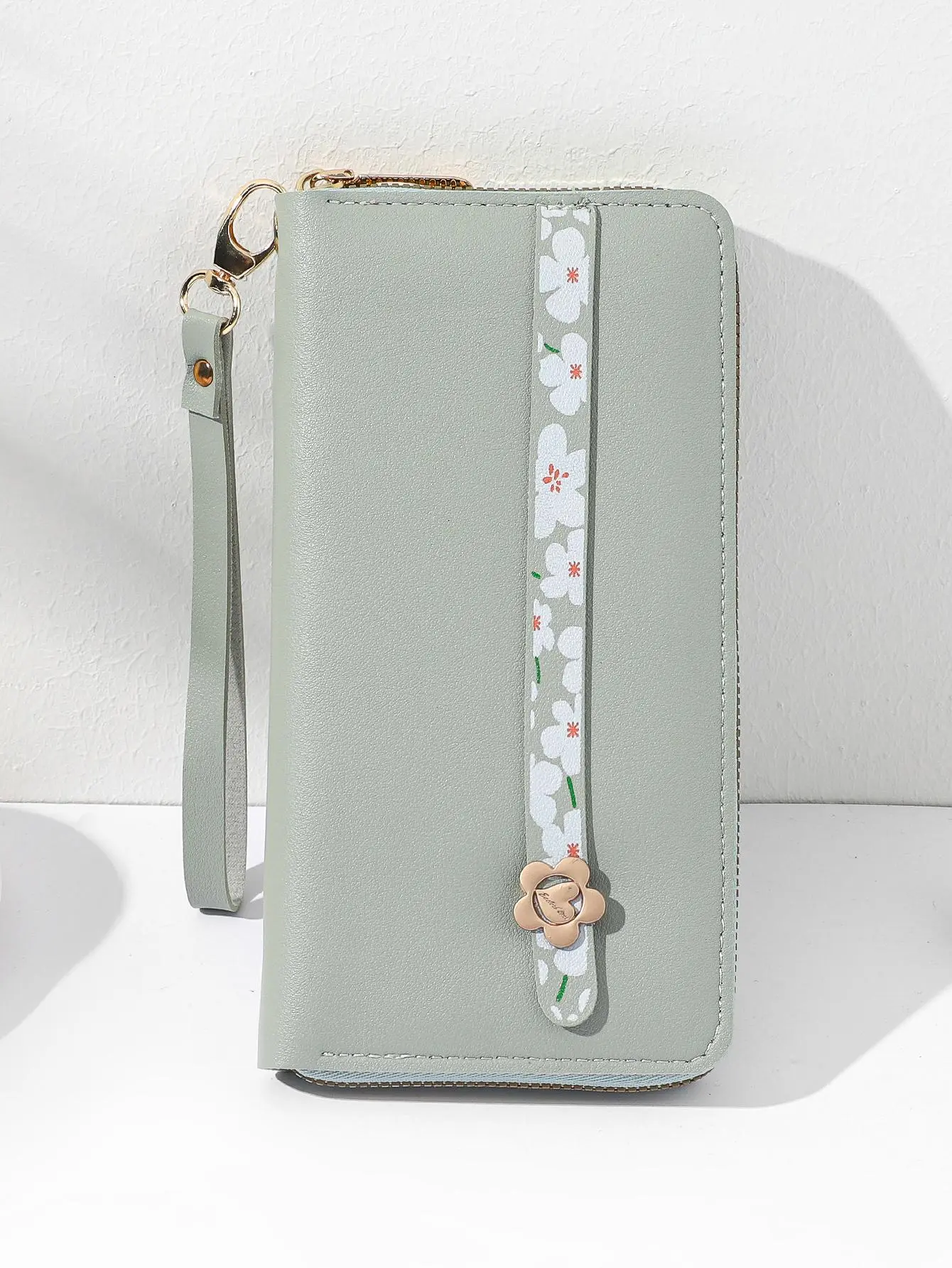Women's Floral Zip PU Leather Long Wallet