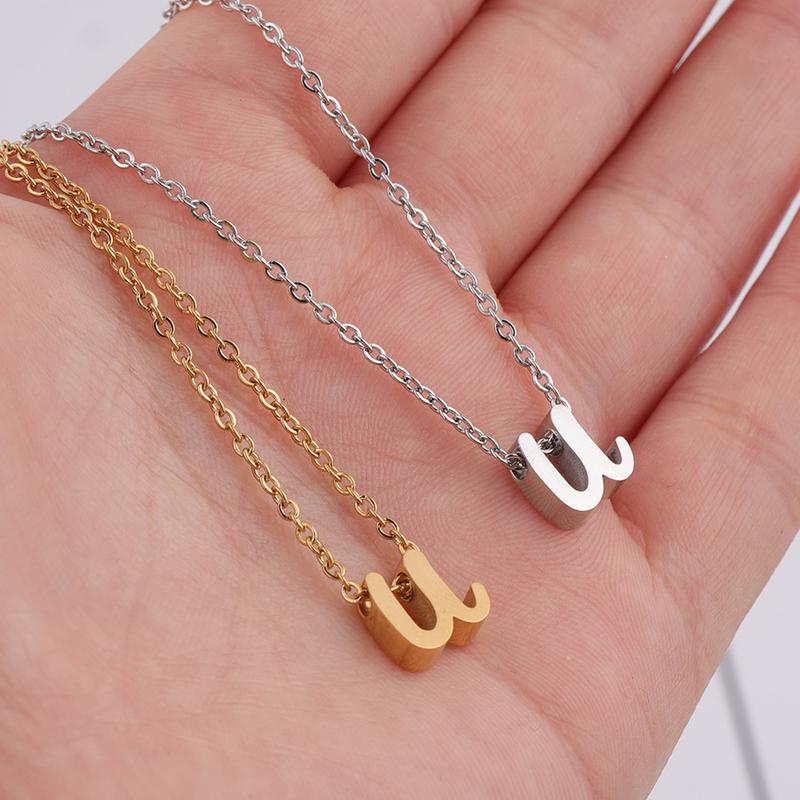 Product Introduction of Trendy New Fashion Hot Selling Lowercase English Letter Necklace Stainless Steel English Letter Beaded Necklace Necklace 24