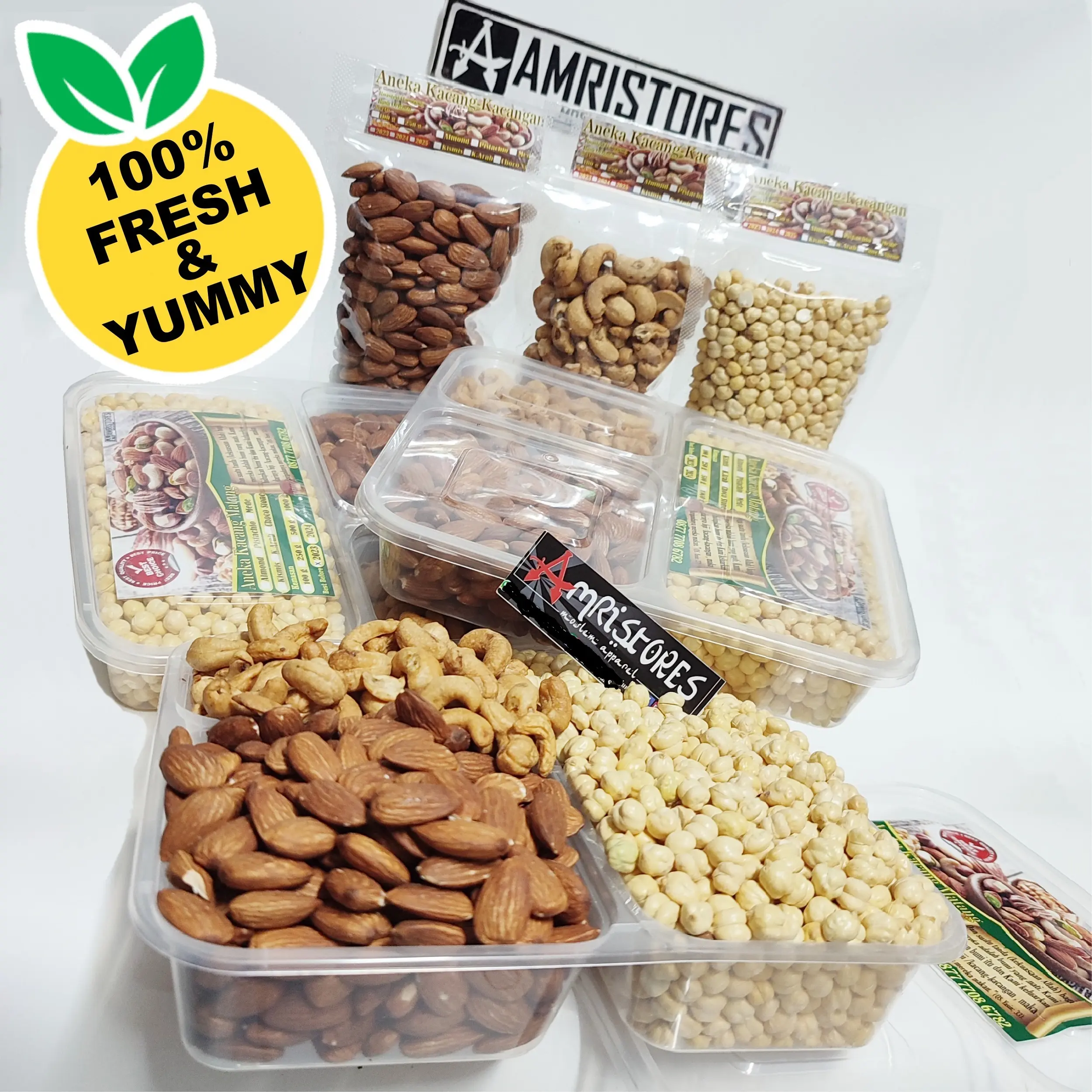 Mix Nut 3 jenis kacang panggang matang 3 in 1 Almond, Mede dan kacang Arab kemasan cantik higienis renyah original