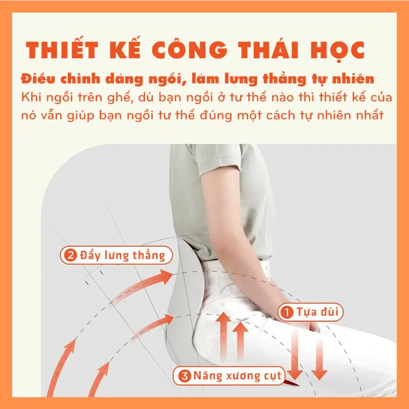 Ghế Công Thái Học chống gù lưng, ghế chống gù chỉnh dáng ngồi dành cho dân văn phòng, học sinh, sinh viên 1