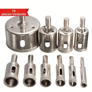 Juego de 10 piezas de 3 mm - 50 mm/6 mm - 32mm de brocas diamantadas para azulejos para azulejos/mármol/vidrio/cerámica - perforación precisa con bordes recubiertos de diamante - kit de sierra perforadora eléctrica duradera con construcción metálica