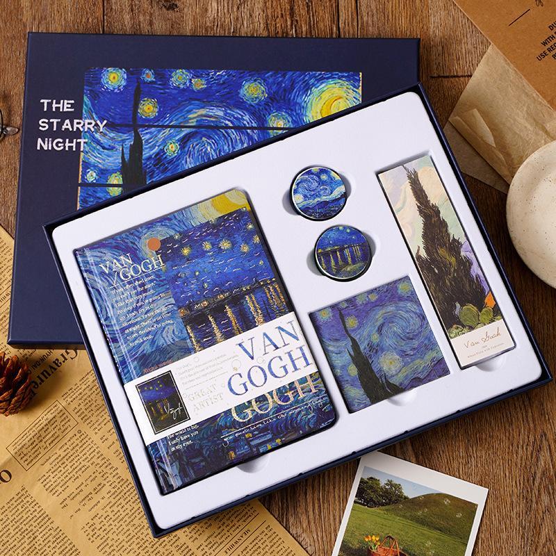 sổ tay bìa cứng - bộ quà tặng phong cách cổ điển vintage chủ đề claude monet - vincent van gogh