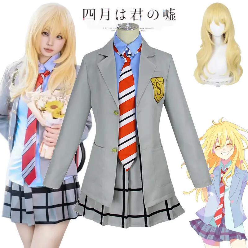 Bộ Đồ Hóa Trang, Anime Your Lie In April Miyazono Kaori, Cosplay Cotume Sawabe Tsubaki Jk, Đồng Phục Học Sinh, Thích Hợp Cho Trường Trung Học Cơ Sở, Váy Cô Gái Lolita, Có Tất Buộc Dây