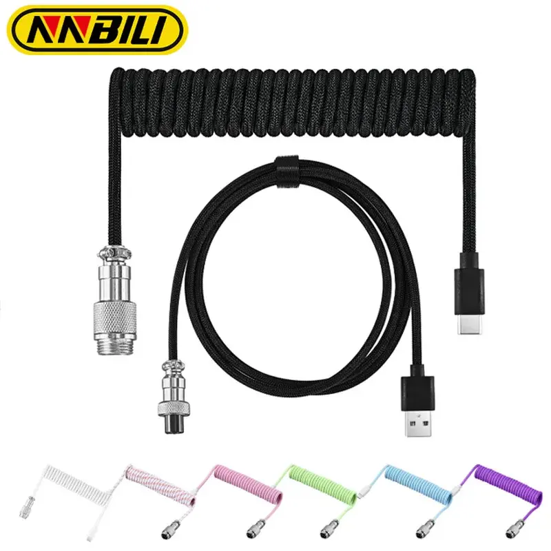 NNBILI Mechanical Keyboard Coiled Cable Wire Type C USB Port Aviator Coiling Cable Desktop Computer Gaming Keyboard Accessories c  cable wireless  charger