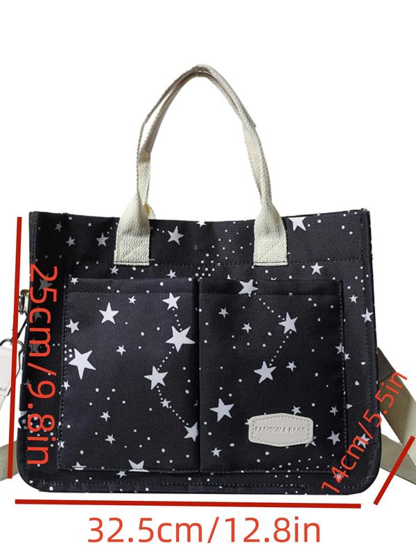Stylish Ditsy Floral & Polka Dit & Star & Fruit Pattern Tote Bag As Back To School Gift, Tote Bag for Women,  Unique Bags, Tote Bag for School Gifts, Trendy Versatile High-quality Daily Commuting Handbags for Work Office & Daily Used 6