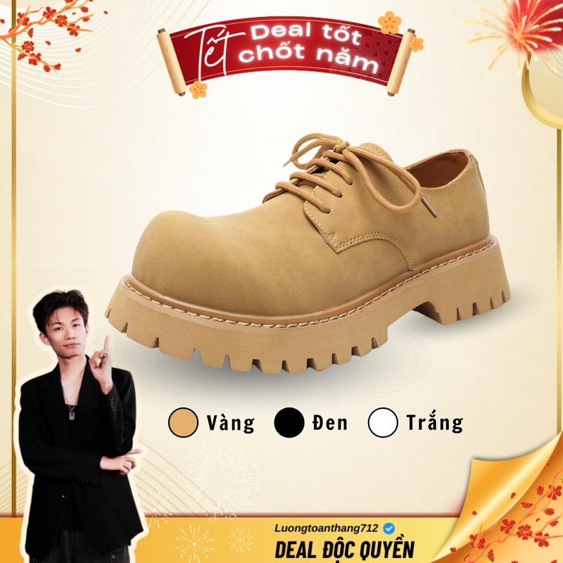   Giảm 1 size  Giày Chunky Derby Mario Ver2 Đế 6cm Da Lộn NuBuck Unisex Shoes 