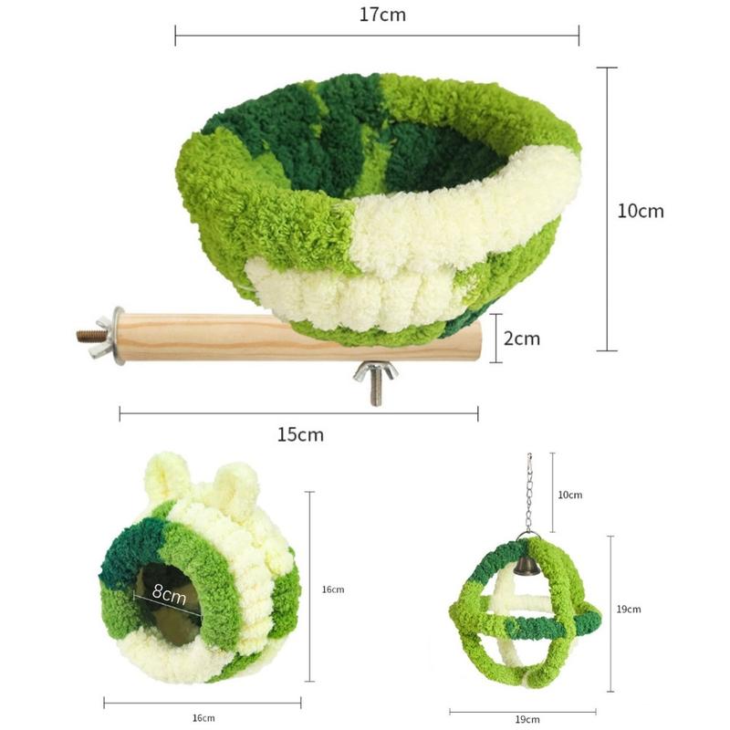 Cute Warm Winter Bird Nest Hanging Bird Cage Accessories Parrot Hideaway Colorful Small Pet House for Hummingbird 2