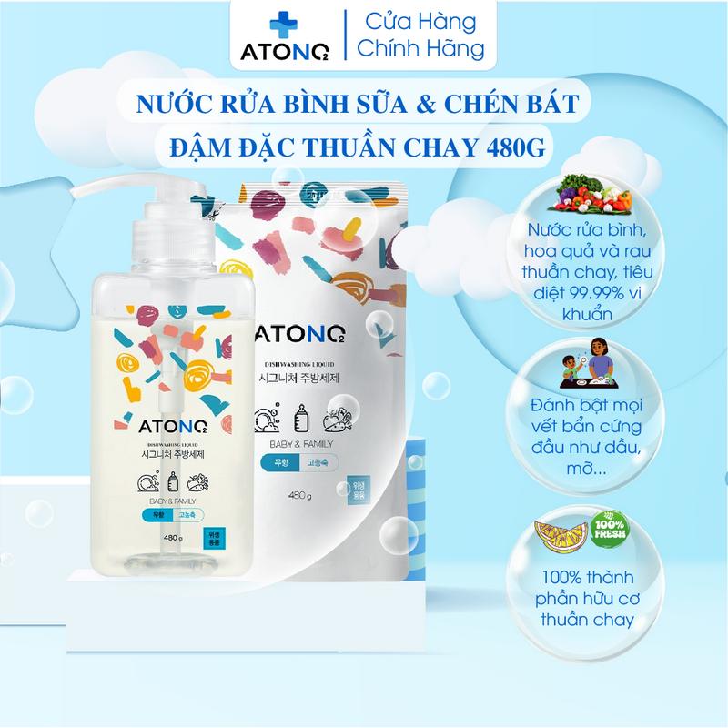  Nước rửa bình sữa & chén bát rau củ đậm đặc thuần chay Atono2 Hàn Quốc 