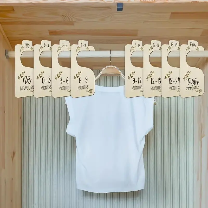 Summer Wooden Baby Milestone Design Closet Divider, 8pcs/set Double Sided Print Baby Clothes Hanger Divider for Baby Girls Boys Nursery Decor, Baby Closet Organizers from Newborn to 24 Months, Organizing 4