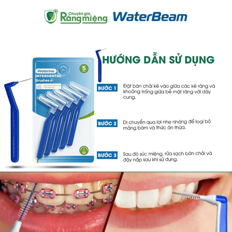 [QUÀ TẶNG KHÔNG BÁN]  Bàn Chải Kẽ Waterine - Vệ Sinh Kẽ Răng, Bảo Vệ Nướu, Cho Người Niềng Răng - 5 Cây/Vỉ 5