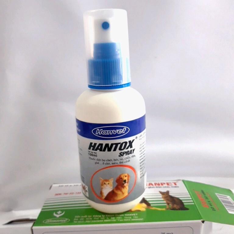 Hantox spray chai (100ml) xịt ve, ghẻ, bọ chét cho chó mèo thu oct