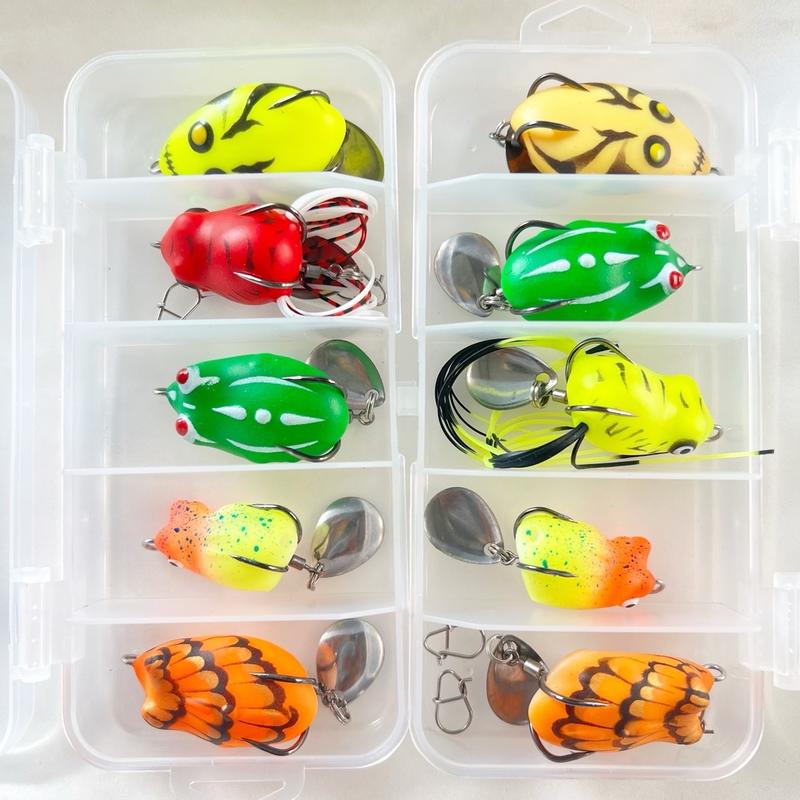 [combo]Hộp Mồi Mềm Mini Gồm 5 Con Nhái Hơi Lure Bắt Cá Đi Câu Fishing Câu Cá Tiger